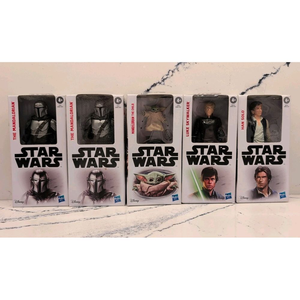 New Hasbro STAR WARS 6" Action figures Lot of 5 Luke, Han, Child,‎ Mandalorian